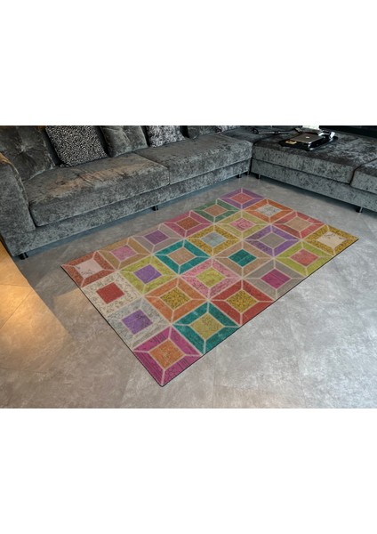 mira 969 Patchwork Çok Renkli Pastel Dokuma Taban Halı