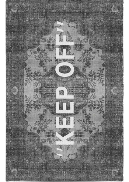 Rugs Modern 

mira Keep Off Yazılı Vintage Siyah Gri 2120 Dokuma Taban Halı