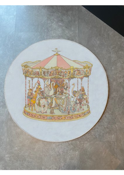 Mira 958 Atlı Karınca Temalı Pastel Çok Renkli Ekru Halı