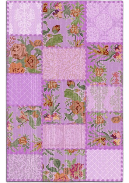 mira 944 Lila Karabağ ve Patchwork Görünüm Dokuma Taban Halı