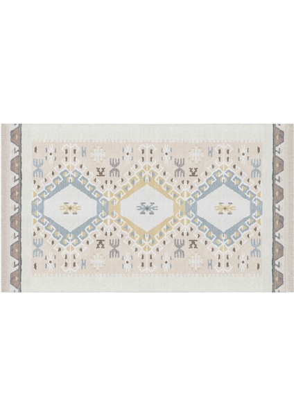 mira 940 Bej Pastel Etnik Desenli Çok Renkli Dokuma Taban Halı modelleri
