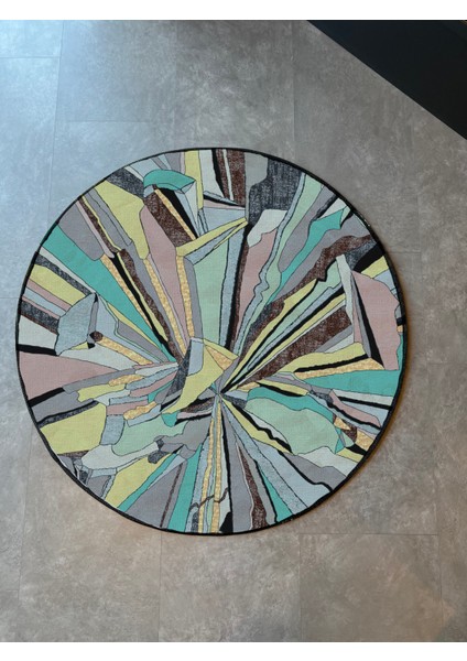 Mira 941 Soyut Desen Pastel Dokuma Taban Yuvarlak Halı