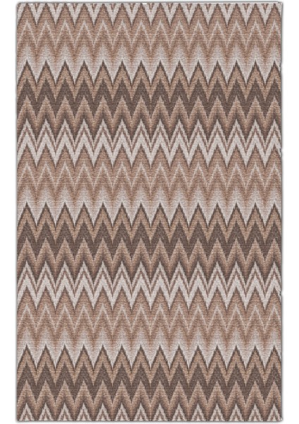 mira 948 Zigzag Kahverengi Bej Dokuma Taban Halı