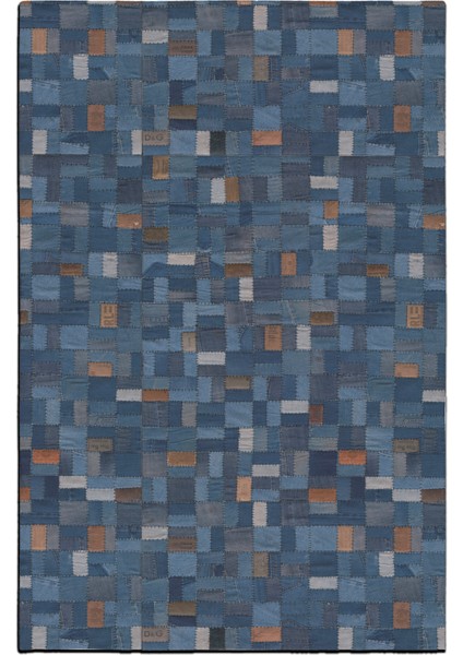 mira 943 Jean Desenli Kot ve Patchwork Görünüm Dokuma Taban Halı