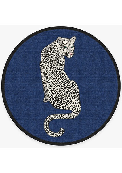Mira 1156 Yuvarlak Lacivert Leopar Ja Dokuma Taban Tasarım Halı fiyatları