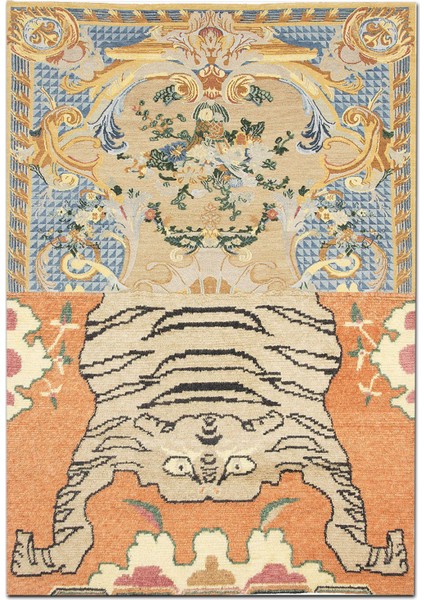 mira 1152 Kaplan Figürlü Patchwork Desenli Dokuma Taban Halı