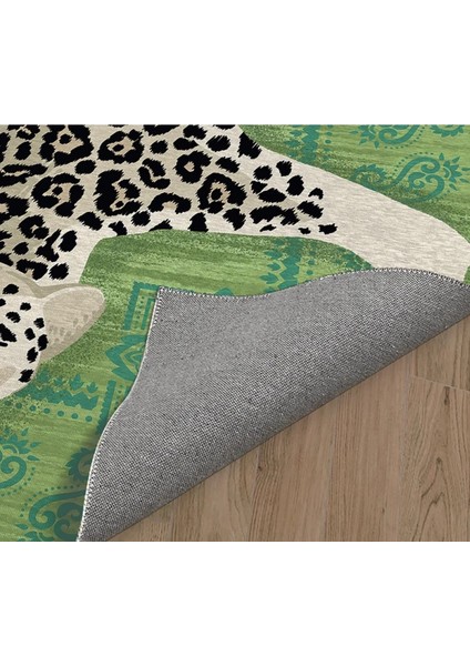 mira 1166 Fıstık Yeşili Leopar ve Vintage Temalı Dokuma Taban Halı modelleri