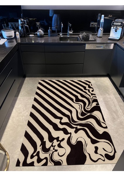 mira 1233 Siyah Bej Soyut Desen Baskılı Dokuma Taban Halı fiyatları