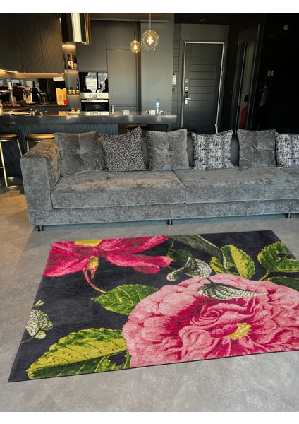 mira 1117 Pembe Çiçek Temalı Çok Renkli Dokuma Taban Halı