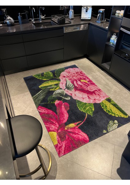 mira 1117 Pembe Çiçek Temalı Çok Renkli Dokuma Taban Halı