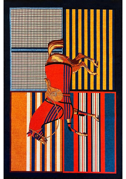 Mira 894 Çok Renkli Modern At Desenli Dokuma Taban Halı