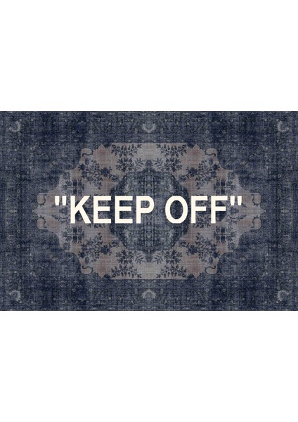 Mira Keep Off Yazılı Lacivert Klasik Modern Halı fiyatları