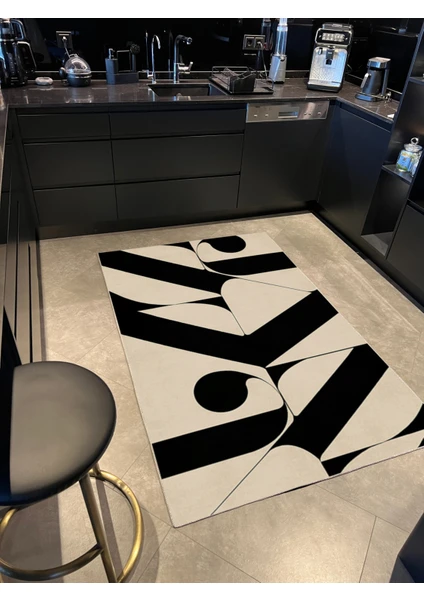 Rugs Modern mira  1068 Siyah Açık Bej Soyut Desenli Dokuma Taban Halı