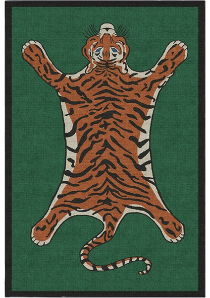 mira 990 Modern Kaplan Yeşil ve Bordür Detay Dokuma Taban Halı modelleri