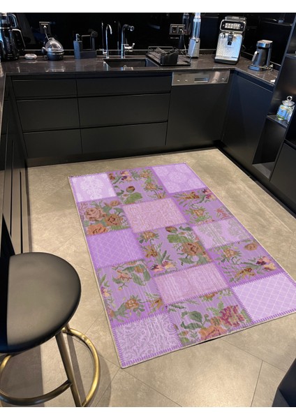 mira 944 Lila Karabağ ve Patchwork Görünüm Dokuma Taban Halı