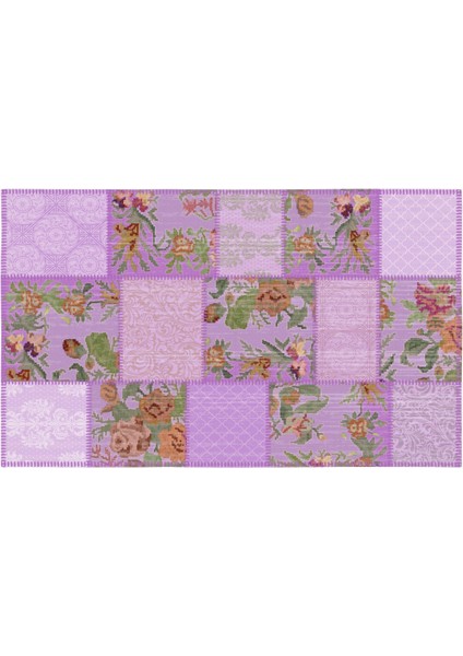 mira 944 Lila Karabağ ve Patchwork Görünüm Dokuma Taban Halı