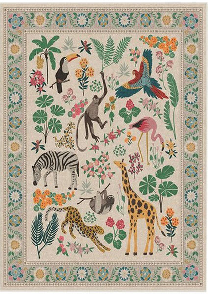mira 992 Botanik ve Sevimli Hayvanlar Temalı Dokuma Taban Tasarım Halı fiyatları