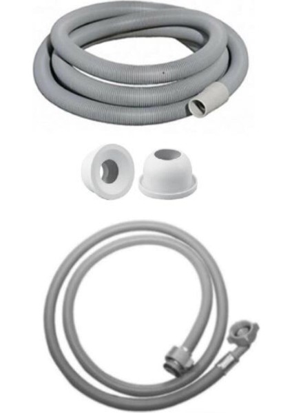 Ilhan Su Armatürleri Çamaşır ve Bulaşık Makine Hortumu (3m Makine Gider Hortumu+2m Temiz Su Hortumu+Adaptör Conta Hediye)