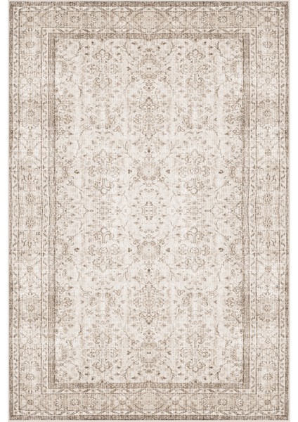 Mira Ar White 2107 Vintage Doku Bej Açık Kahve Halı 80×150