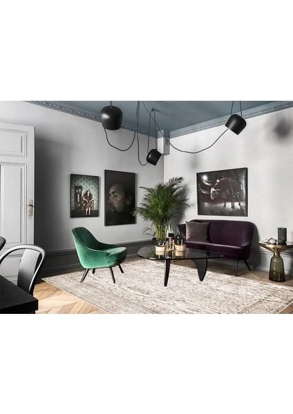 Mira Ar White 2107 Vintage Doku Bej Açık Kahve Halı 80×150