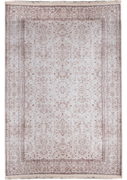 Mira Ar White 2107 Vintage Doku Bej Açık Kahve Halı 80×150