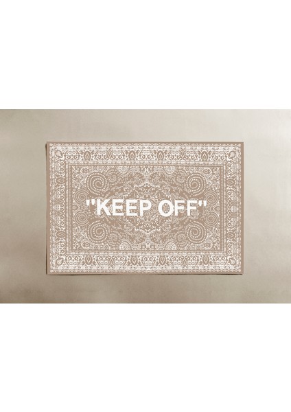 Mira ''keep Off'' Yazılı Bej Renk Klasik Modern Halı 882