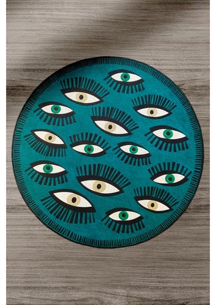 Mira 867 Yosun Yeşili Göz Desenli Yuvarlak Halı fiyatları