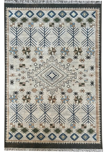 Cotton 568 Etnik Haki Bej Saçaklı Etnik Dokuma Taban Kilim fiyatları