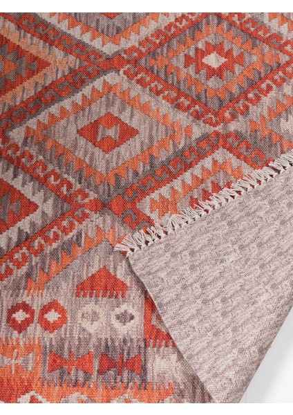 Cotton Pamuklu Çok Renkli Kiremit Tonlarda Otantik Desenli Kilim 501 fiyatları