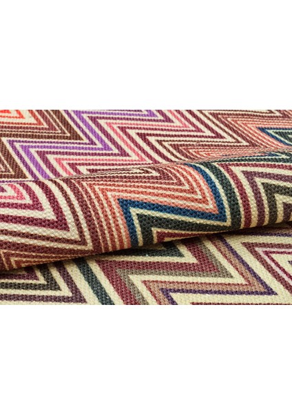 Cotton 544 Pastel Tonlarda Çok Renkli Zigzag Desenli Kilim