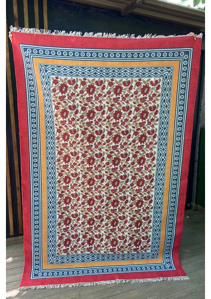 Bahama Çok Renkli Otantik Kırmızı Çerçeveli Çiçekli Kilim 304
