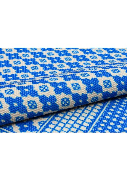 Bahama Çok Renkli Otantik Mavi Beyaz Desenli Kilim 303 fiyatları