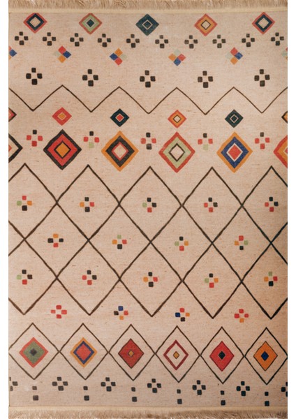 Jüt Marakesh Kilim 5013 Multy Renkli Baskılı Jüt Kilim