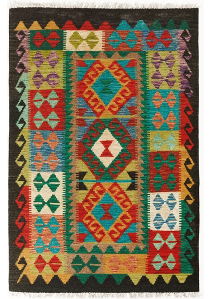 Cotton Pamuklu Çok Renkli Otantik ve Etnik Desenli Kilim 502