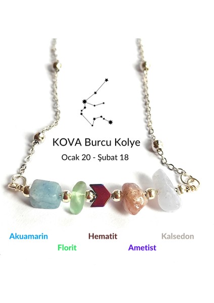 Tasarım Kova Burcu Doğaş Taşlı Kolye 45 cm fiyatları