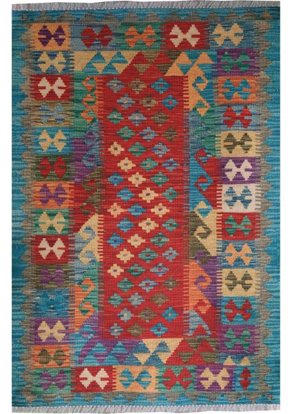 Cotton Pamuklu Çok Renkli Otantik ve Etnik Desenli Kilim 507