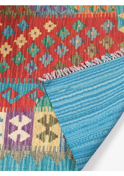 Cotton Pamuklu Çok Renkli Otantik ve Etnik Desenli Kilim 507