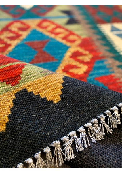 Cotton Pamuklu Çok Renkli Otantik ve Etnik Desenli Kilim 502 fiyatları