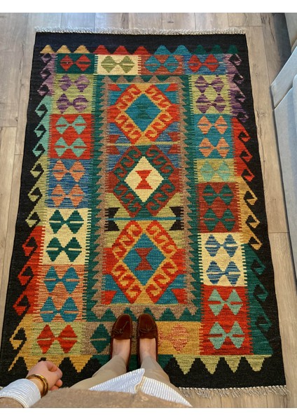 Cotton Pamuklu Çok Renkli Otantik ve Etnik Desenli Kilim 502