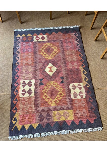 Cotton 555 Etnik Desenli Dokuma Taban Çok Renkli Kilim