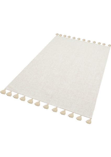 Moroccan 9009 Ekru Hasır Görünüm Ekru Püsküllü Modern Kilim fiyatları