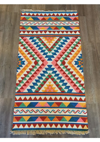 Cotton 551 Etnik Desenli Canlı Çok Renkli Kilim