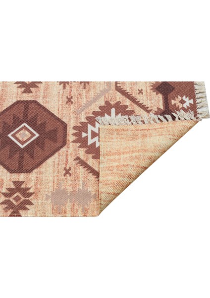 Moroccan 519 Etnik Desenli Boho Stil Jüt Görünüm Saçaklı Kilim