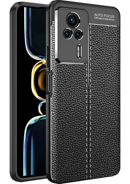 Xiaomi Redmi K60E Leather Serisi Deri Efekt Silikon Kılıf - Siyah AL3337
