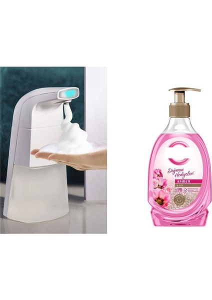 Sensörlü Fotoselli Sıvı Sabunluk 10X5X21CM Ve1 Adet 392ML Sıvı Sabun Amber ve Gül