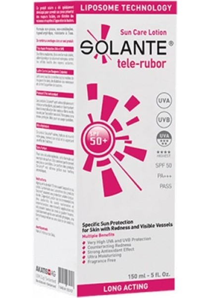 Hassas Ciltler Özel Tele-Rubor SPF50+ Güneş Koruyucu Losyon 150ML