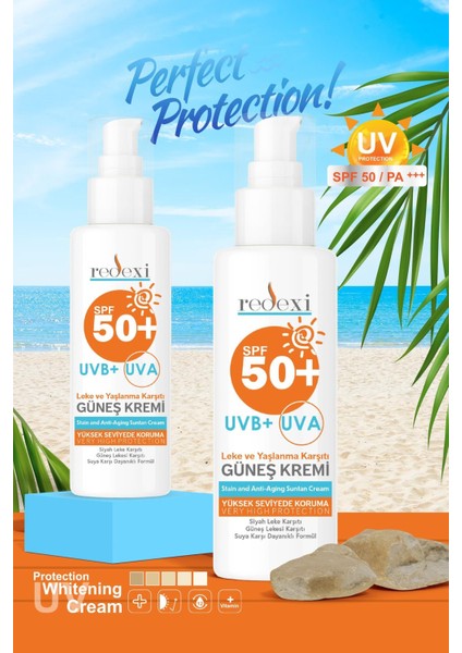 Güneş Kremi SPF50 Yüz Vücut Için Yüksek Koruma Tüm Ciltler 2X100 ml