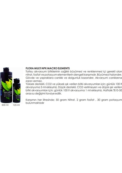 Flora Multi Npk Macro Elements Akvaryum Bitki Gübresi 125ML