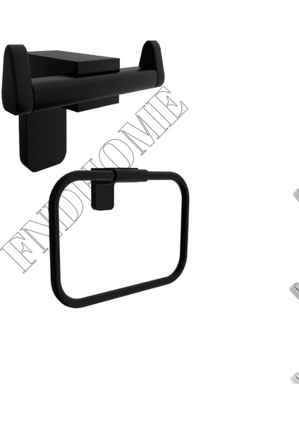 Krom Lux 2'li Banyo Seti Bornoz Askılık, Yuvarlak Havluluk