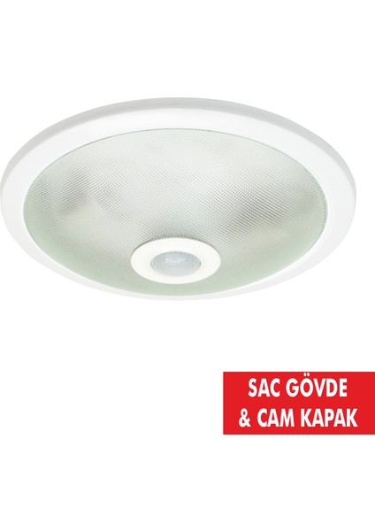 No-Vo 360° Hareket Sensörlü Tavan Armatür Sac Gövde & Cam Kapak 2*9W NV001